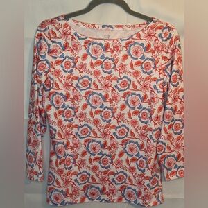 Vineyard Vines Red and Blue Floral Long Sleeve Top